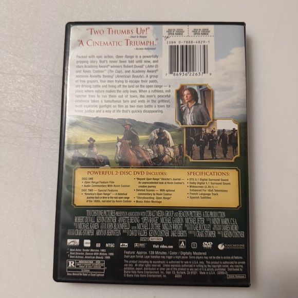 Open Range (DVD, 2003) Disc Tested Working - Picture 2 of 3